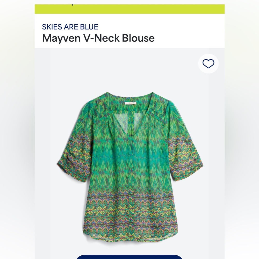 Women’s Skies Are Blue Mayven variegated green top in XXL